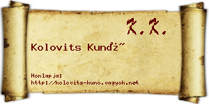 Kolovits Kunó névjegykártya